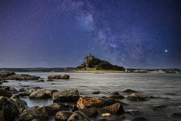 Milky way at St.Michael's mount Picture Board by kathy white