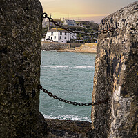 Buy canvas prints of Porthleven Granite view,sunset by kathy white
