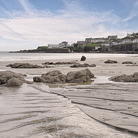 Buy canvas prints of Coverack Cornwall , Cornish beach,low tide by kathy white