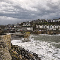 Buy canvas prints of Porthleven  wet and wind by kathy white