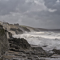 Buy canvas prints of Porthleven beach stormy day by kathy white