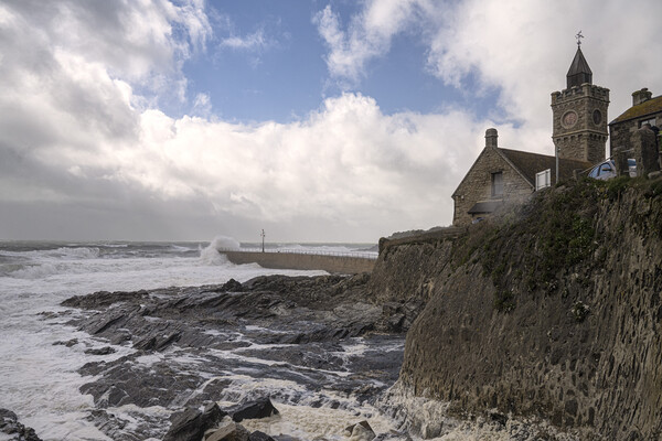 storm Porthleven Picture Board by kathy white