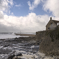 Buy canvas prints of storm Porthleven by kathy white
