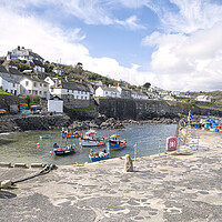 Buy canvas prints of Coverack Cornwall harbour by kathy white