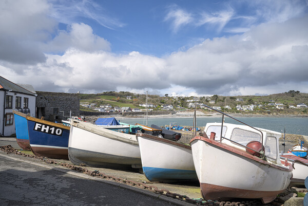 Fishing boats in Coverack Cornwall Picture Board by kathy white
