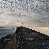 Buy canvas prints of Mackerel Sky over Porthleven Harbour by kathy white