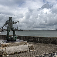 Buy canvas prints of Newlyn fisherman statue  by kathy white
