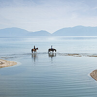 Buy canvas prints of Horse riding in Kefalonia,Sami by kathy white