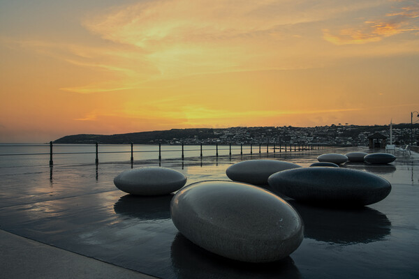 Penzance harbour sunset after the rain Picture Board by kathy white