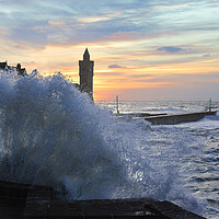 Buy canvas prints of "Nature's Fury Unleashed at Porthleven Harbour" by kathy white