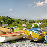 Buy canvas prints of fishing boats on a beach by kathy white