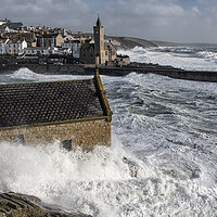 Buy canvas prints of stormy day at porthleven cornwall by kathy white