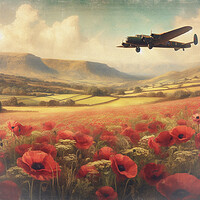 Buy canvas prints of lancaster over poppy field by kathy white