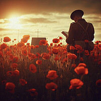 Buy canvas prints of  poppy field soldier by kathy white