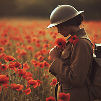 Buy canvas prints of poppy field soldier,women by kathy white