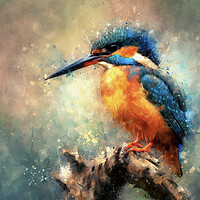 Buy canvas prints of kingfisher,watercolour by kathy white