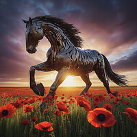 Buy canvas prints of war horse in a poppy field by kathy white