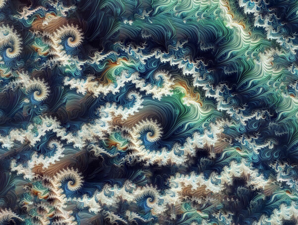 Fractal art. The ocean wave Picture Board by kathy white