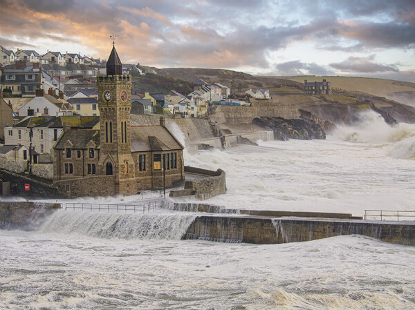Porthleven  stormy sea,storm force ,Cornwall Picture Board by kathy white