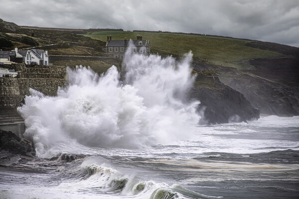 Porthleven Cornwall Storm waves  Picture Board by kathy white