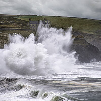 Buy canvas prints of Porthleven Cornwall Storm waves  by kathy white