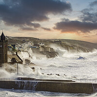 Buy canvas prints of Storm in Porthleven,Cornwall by kathy white