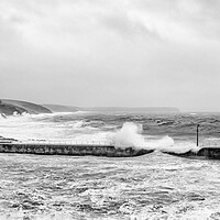 Buy canvas prints of Porthleven storm Diana by kathy white