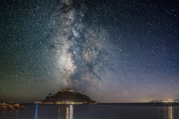 St Michaels mount Cornwall, under the stars Picture Board by kathy white