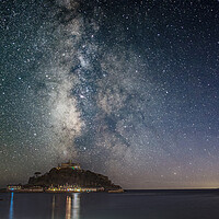 Buy canvas prints of St Michaels mount Cornwall, under the stars by kathy white