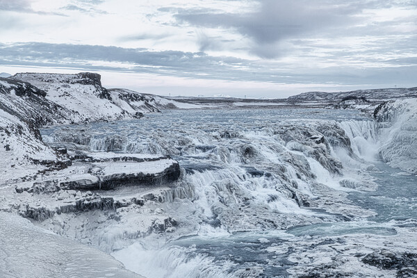 Majestic Frozen Waterfall,Gullfoss waterfall ,Icel Picture Board by kathy white