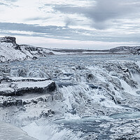 Buy canvas prints of Majestic Frozen Waterfall,Gullfoss waterfall ,Icel by kathy white