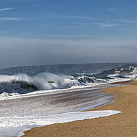Buy canvas prints of Porthleven Cornwall Beach, waves at Loe Bar  by kathy white