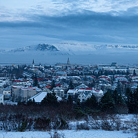 Buy canvas prints of Reykjavik Iceland in the winter with snow  by kathy white
