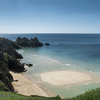 Buy canvas prints of Pedn Vounder Beach Cornwall by kathy white