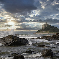 Buy canvas prints of St Michaels mount Marazion Penzance Cornwall winte by kathy white