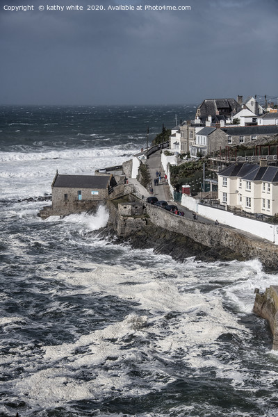  Porthleven Cornwall stormy sea Picture Board by kathy white