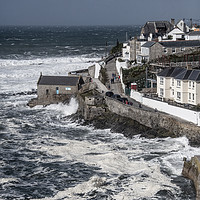 Buy canvas prints of  Porthleven Cornwall stormy sea by kathy white