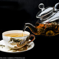 Buy canvas prints of  green tea,Chinese green tea being poured with gla by kathy white