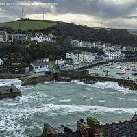 Buy canvas prints of Majestic Storm at Porthleven Harbour by kathy white