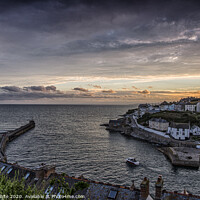 Buy canvas prints of  Porthleven Cornwall Sunset,Porthleven harbour by kathy white