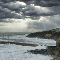 Buy canvas prints of  Porthleven Cornwall on a stormy day by kathy white