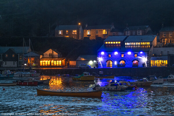 Porthleven Lights at Christmas Picture Board by kathy white