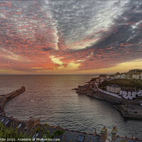 Buy canvas prints of Porthleven Cornwall Sunset, with clock tower,Sunse by kathy white