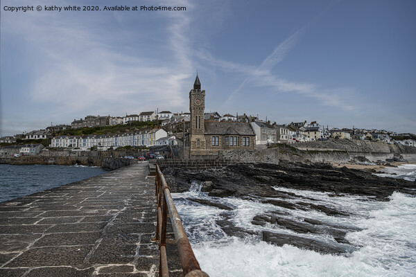 Porthleven clock Tower,Porthleven harbour Picture Board by kathy white