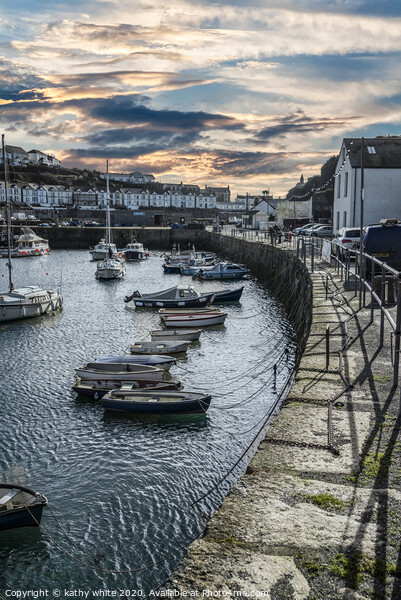 Porthleven harbour     with lovely sky Picture Board by kathy white