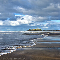 Buy canvas prints of Godrevy beach with lighthouse by kathy white