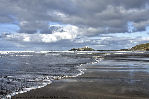 Godrevy beach, Godrevy  lighthouse, Cornwall ,  Picture Board by kathy white