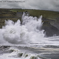 Buy canvas prints of Porthleven Cornwall Storm waves ,Porthleven rough  by kathy white