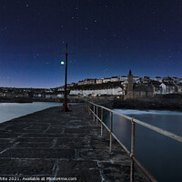 Buy canvas prints of Porthleven Harbour Cornwall at night by kathy white