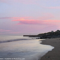 Buy canvas prints of Porthleven Harbour  Cornwall, with pink sky,Sunset by kathy white